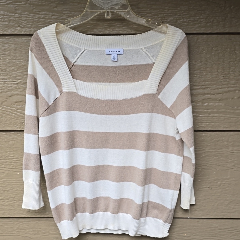 Nordstrom lightweight striped wool blend sweater NWOT S